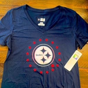 NFL Steelers women’s size small red white and blue short sleeve top